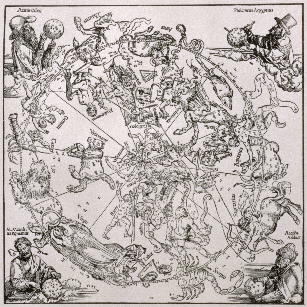 Map of the Northern Sky with Representations of the Constellations by Albrecht Dürer