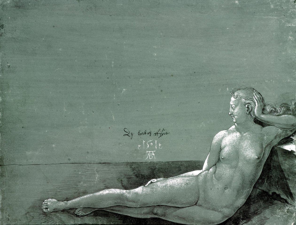 Reclining female nude by Albrecht Dürer