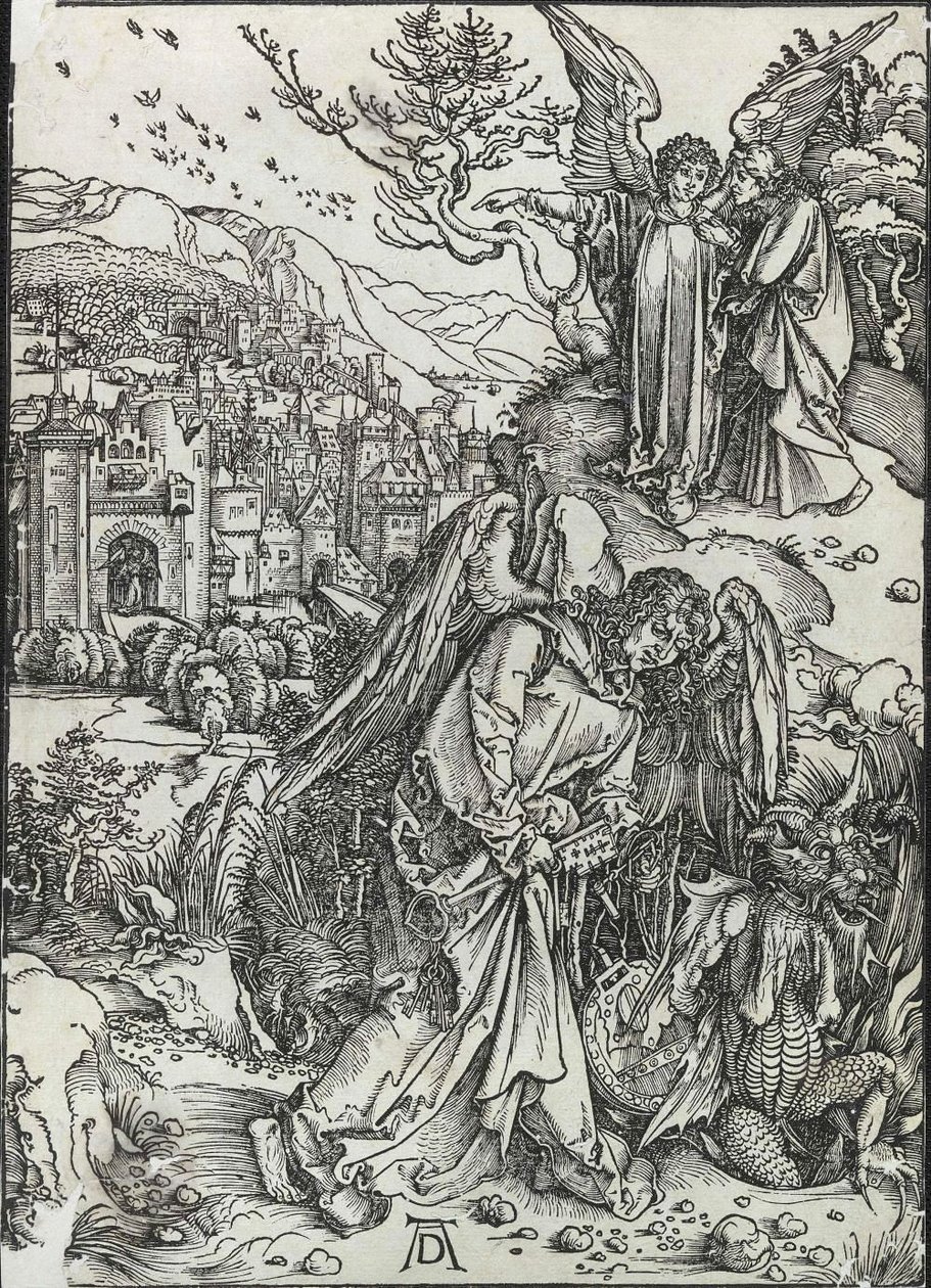 The Angel with the Key of the Bottomless Pit by Albrecht Dürer