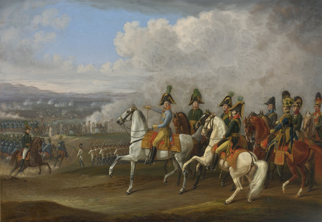 General von Bellegarde and His Officers Observing a Battle by Albrecht Adam