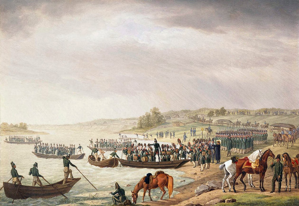 Italian Corps of Eugene de Beauharnais Crossing the Niemen on 30 June 1812 by Albrecht Adam