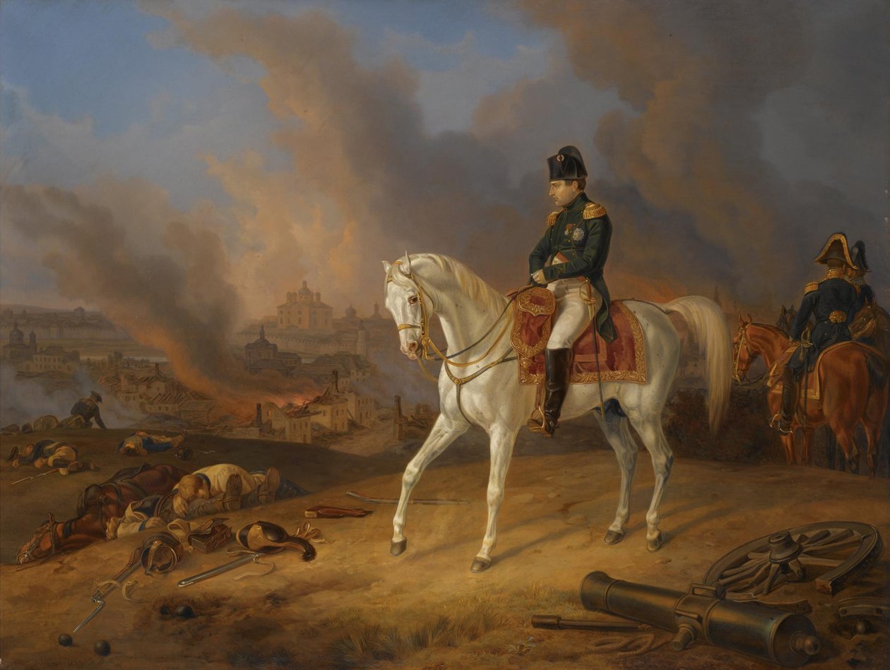 Napoleon Bonaparte Before the Burning City of Smolensk by Albrecht Adam