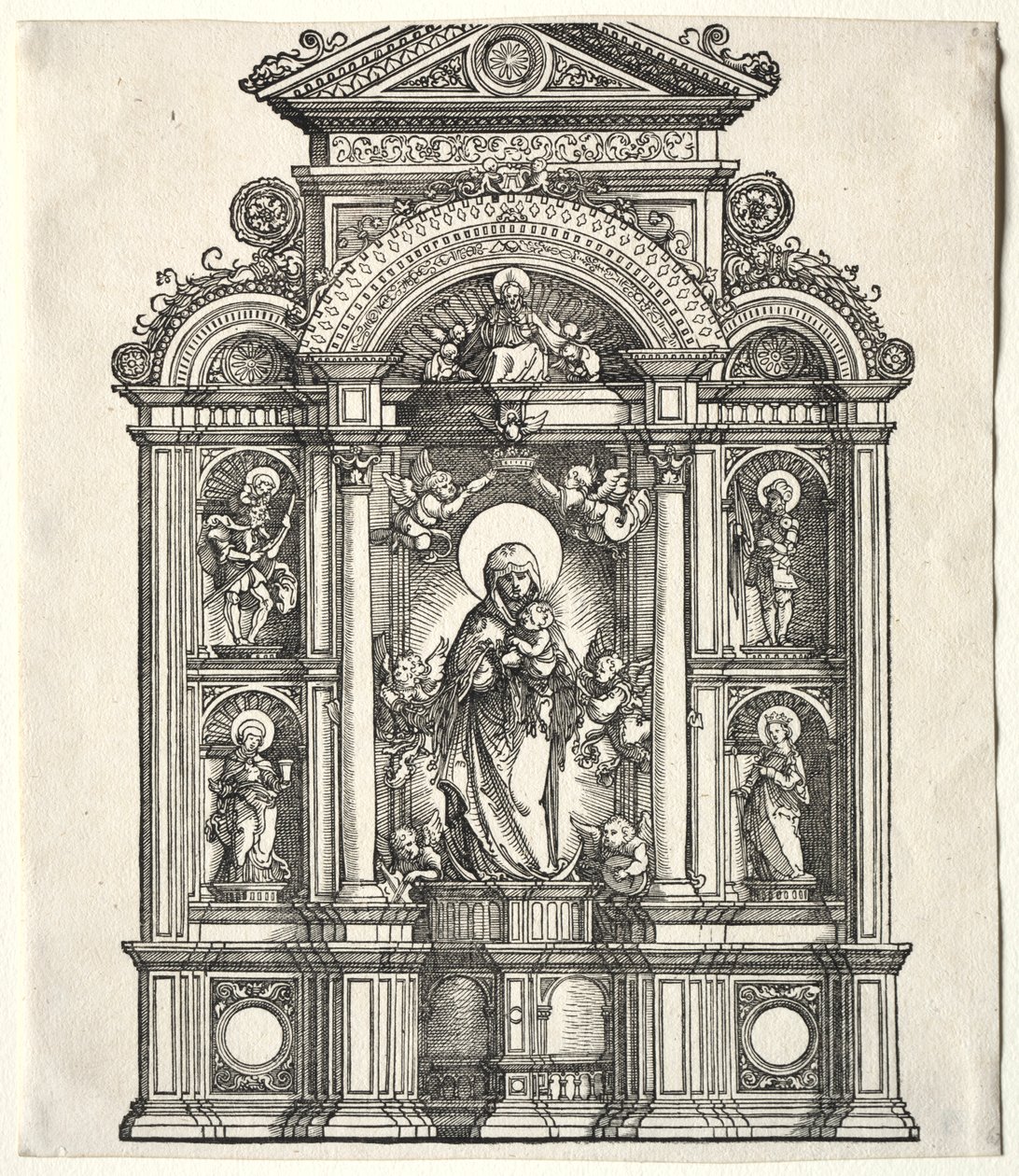 Great Altar with the Virgin, in a Border with Saints Christopher, George, Barbara, Catherine by Albrecht Altdorfer