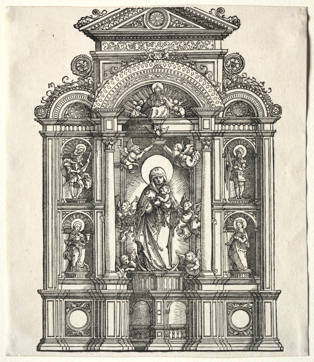 Great Altar with the Virgin, in a border with Saints Christopher, George, Barbara, Catherine by Albrecht Altdorfer