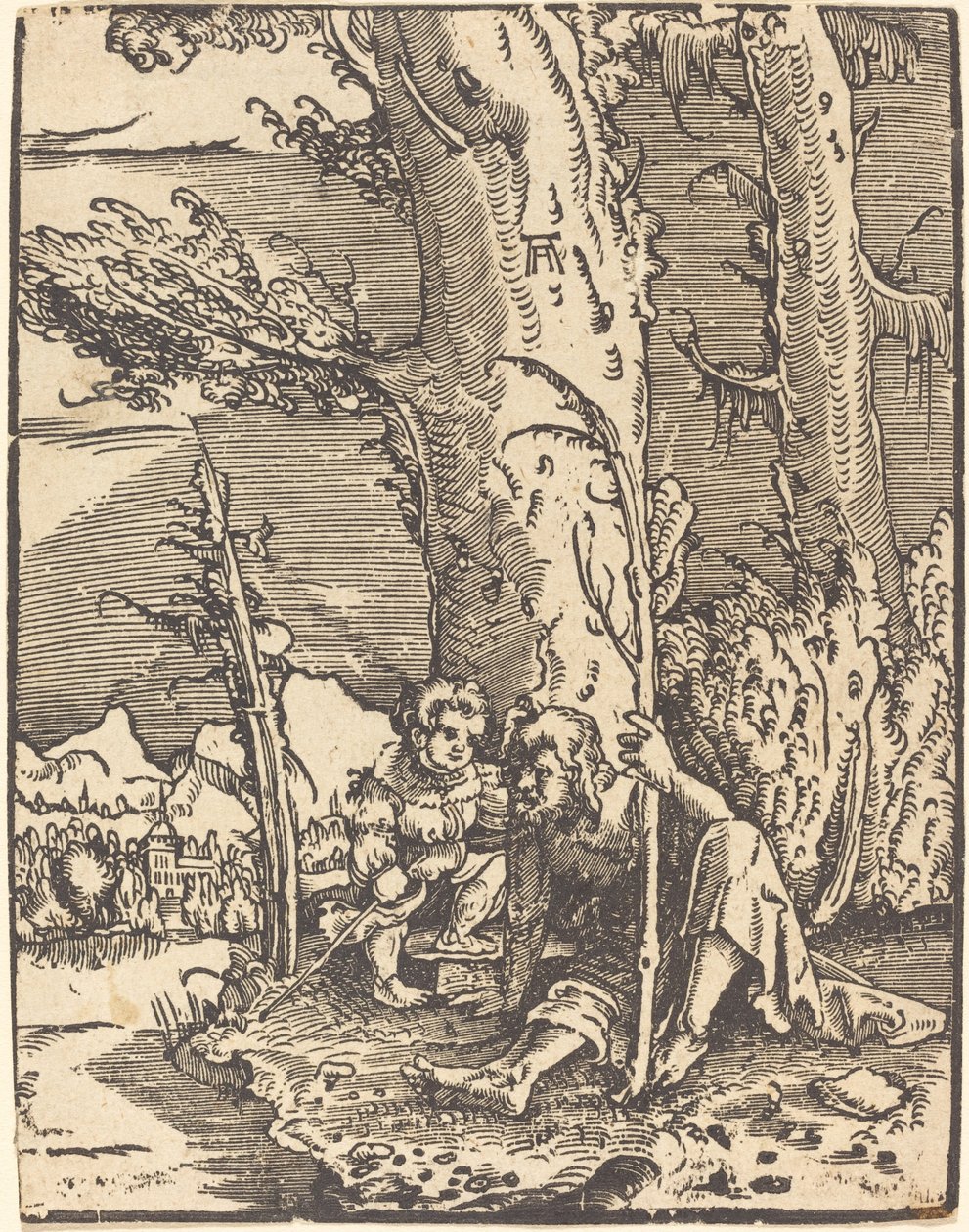 Saint Christopher Seated by a River Bank by Albrecht Altdorfer