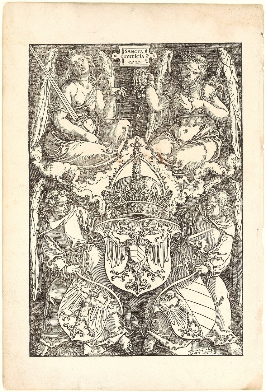 Allegory with the Coat of Arms of the Empire and the City of Nuremberg by Albrecht Dürer
