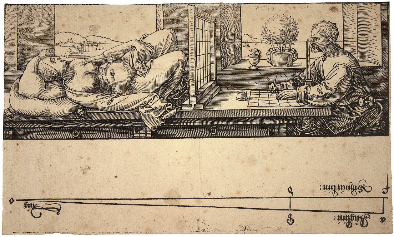 Artist Drawing a Nude with Perspective Device, 1538 by Albrecht Dürer
