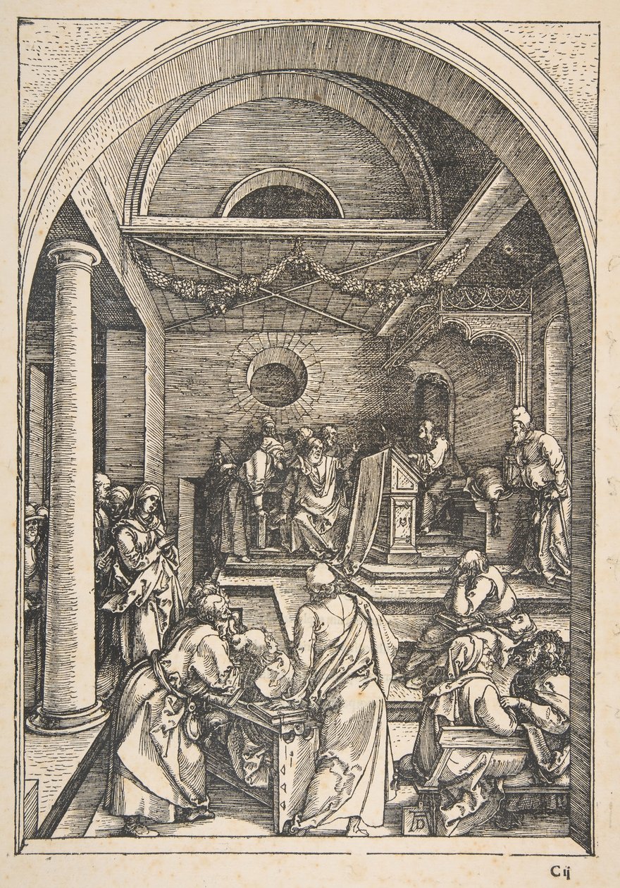 Christ among the Doctors, from The Life of the Virgin, Latin Edition, 1511 by Albrecht Dürer