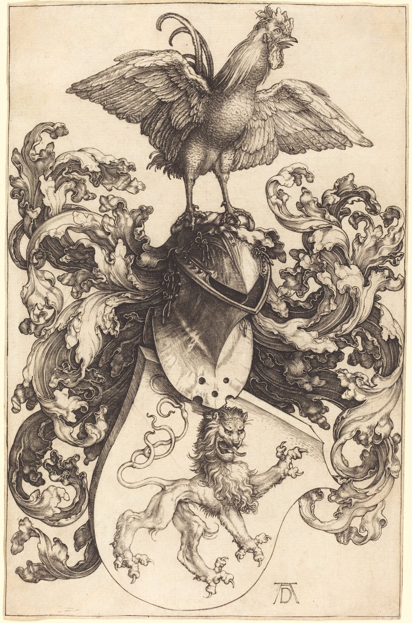 Coat of Arms with a Lion and a Cock by Albrecht Dürer