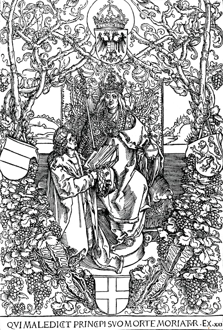 Conrad Celtes Presenting His Book Quatuor Libri Amorum to Maximilian I, 1502 by Albrecht Dürer