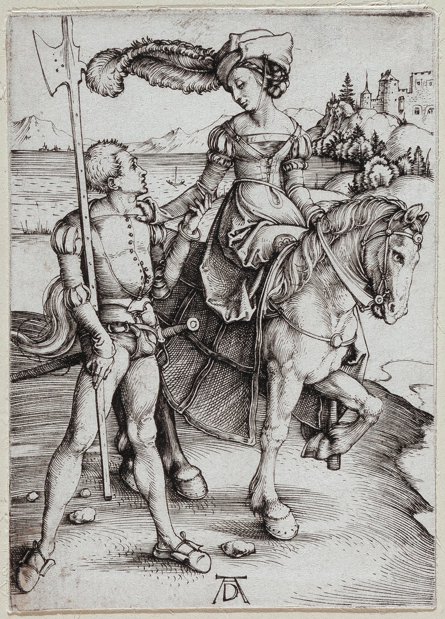 The Maiden on Horseback and the Landsknecht by Albrecht Dürer