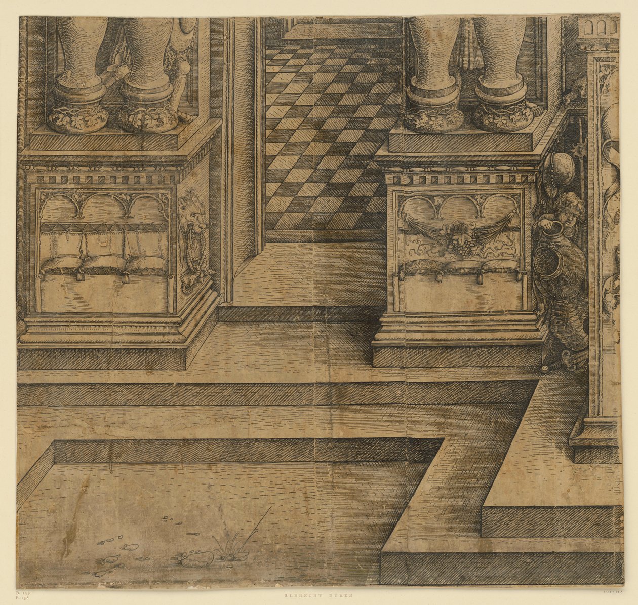 The Triumphal Arch of Emperor Maximilian I (10): The Pedestals of the Left Portal by Albrecht Dürer