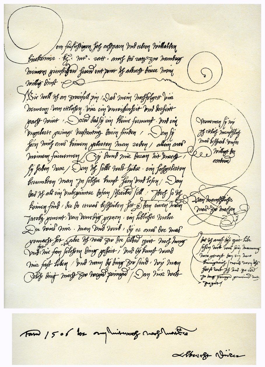 Draft of Albrecht Durer's Dedication to Bilibald Pirckheimer