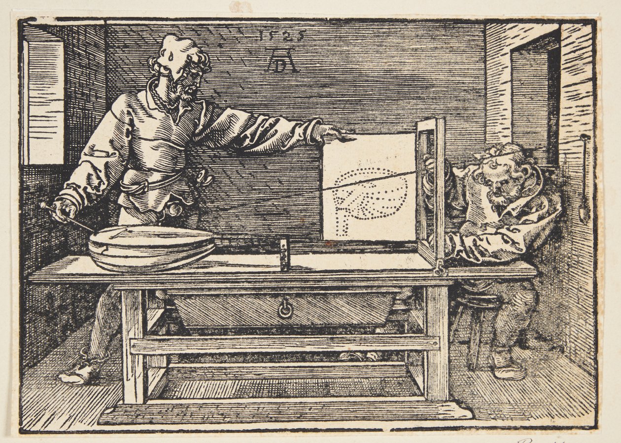 Draftsman Drawing a Lute by Albrecht Dürer
