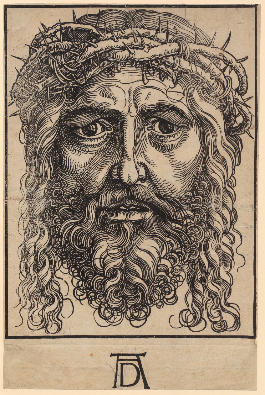 Large Head of Christ with Crown of Thorns by Albrecht Dürer