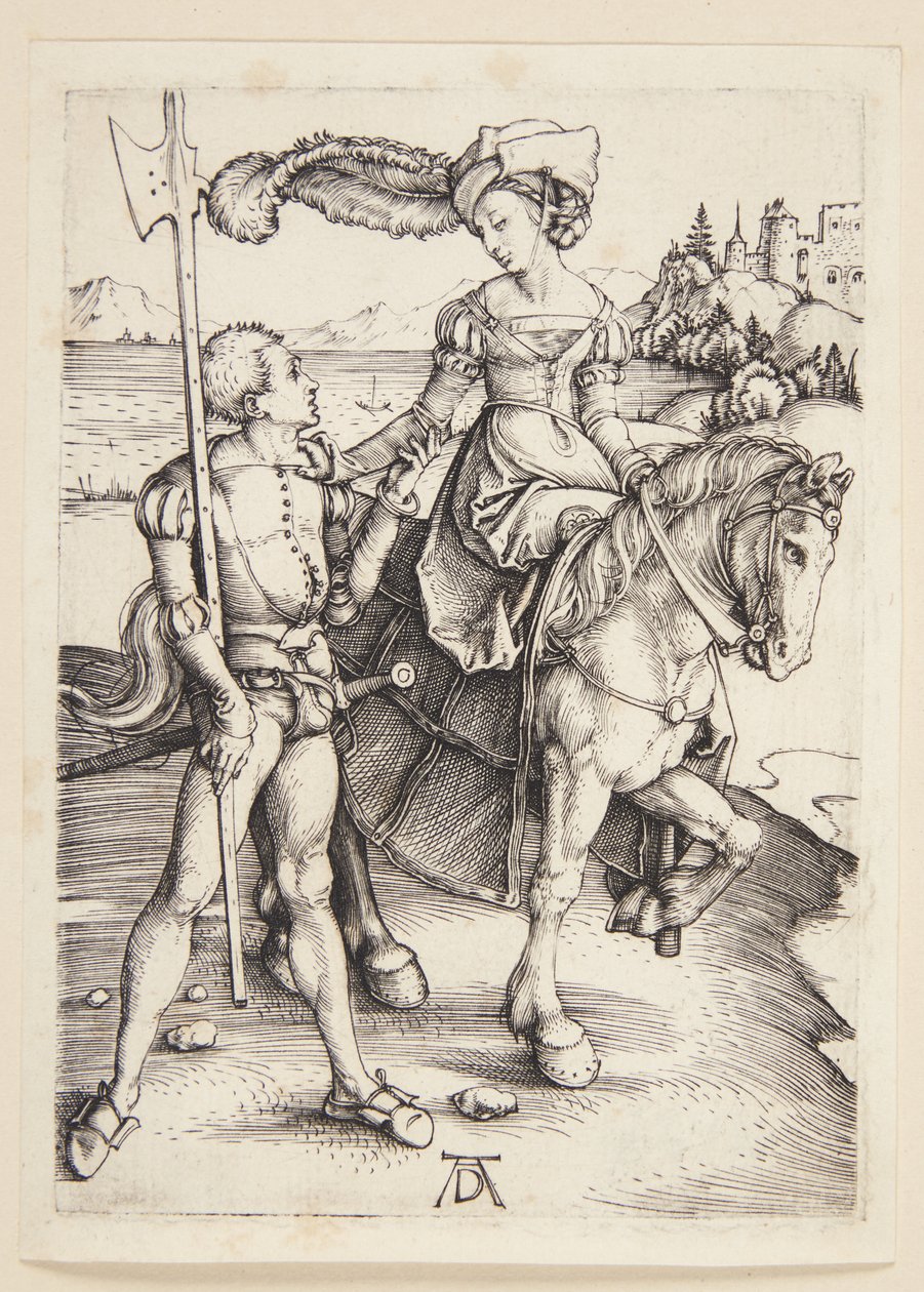 Lady on Horseback and Lansquenet by Albrecht Dürer