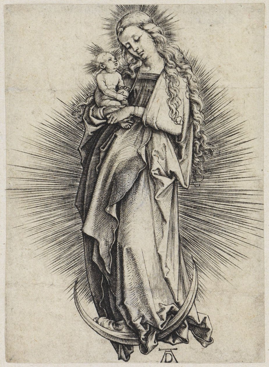 Mary with Long Hair on the Crescent Moon by Albrecht Dürer