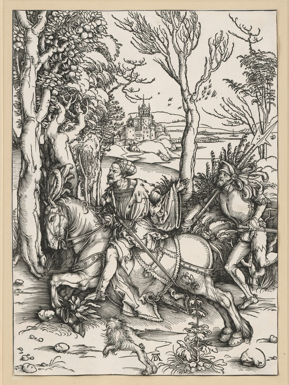 Knight on Horseback and Landsknecht by Albrecht Dürer