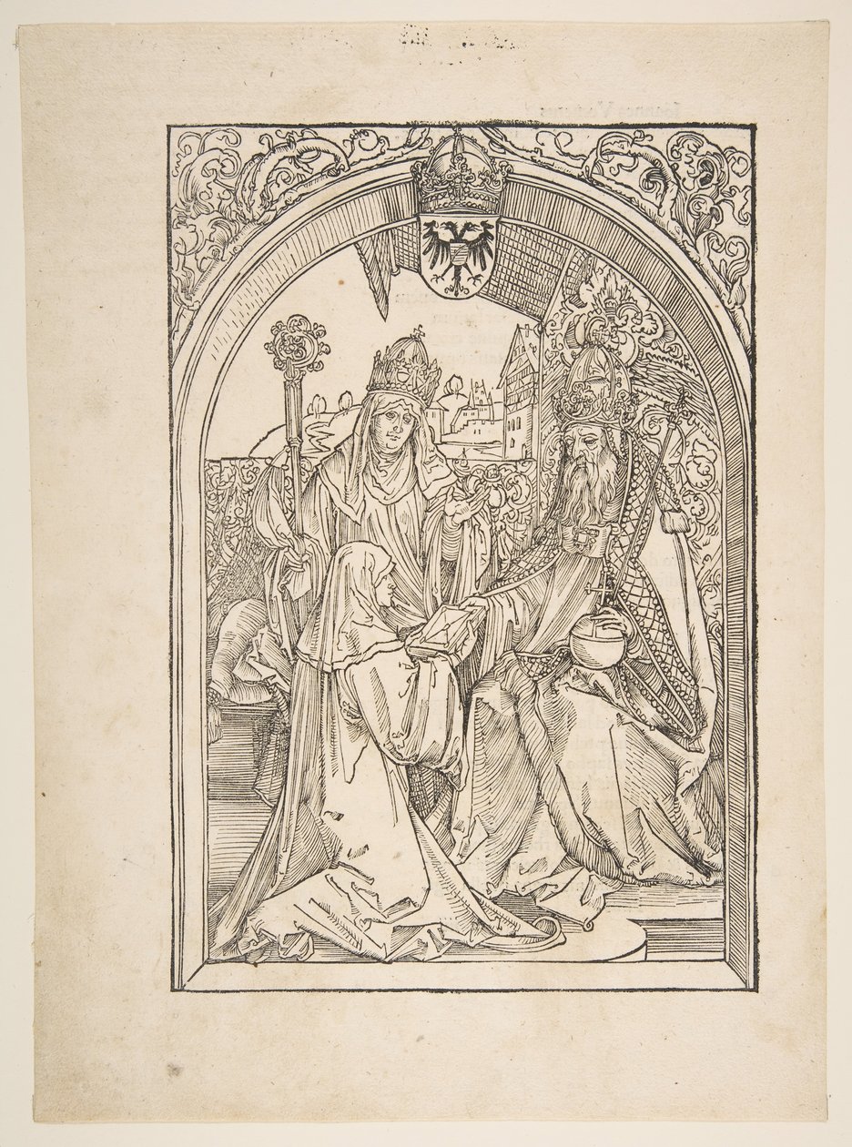 Rosvitha Presenting the Comedies to the Emperor Otto I. (Illustration from the Opera Hrosvi) by Albrecht Dürer