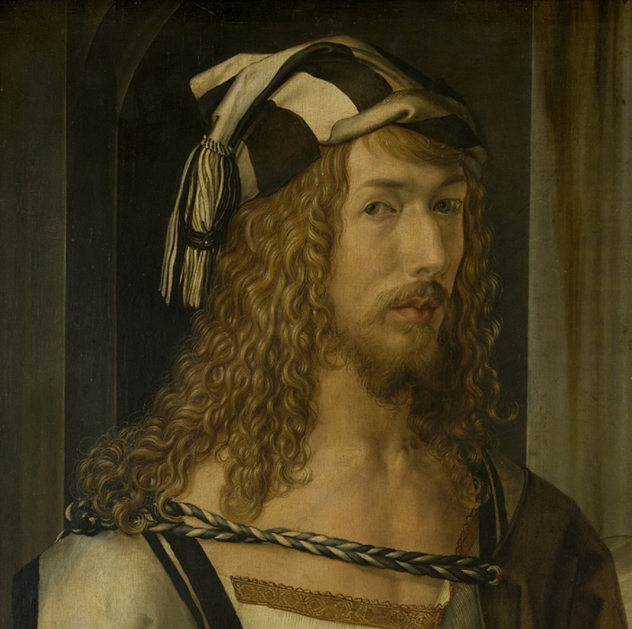 Self-portrait (Madrid), head detail by Albrecht Dürer