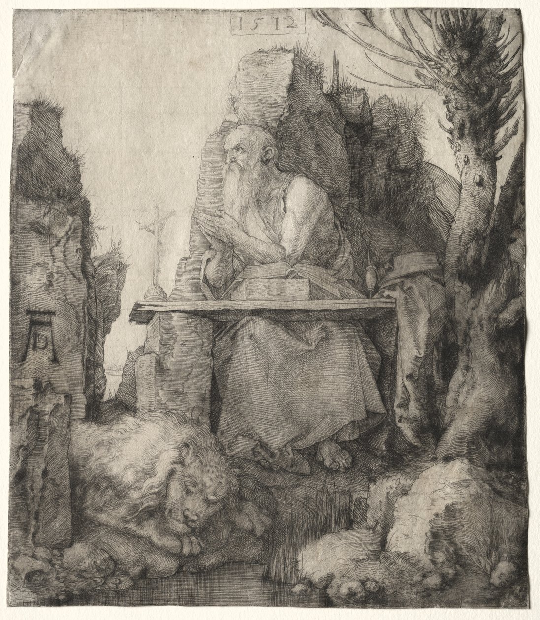St. Jerome Seated Near a Pollard Willow by Albrecht Dürer