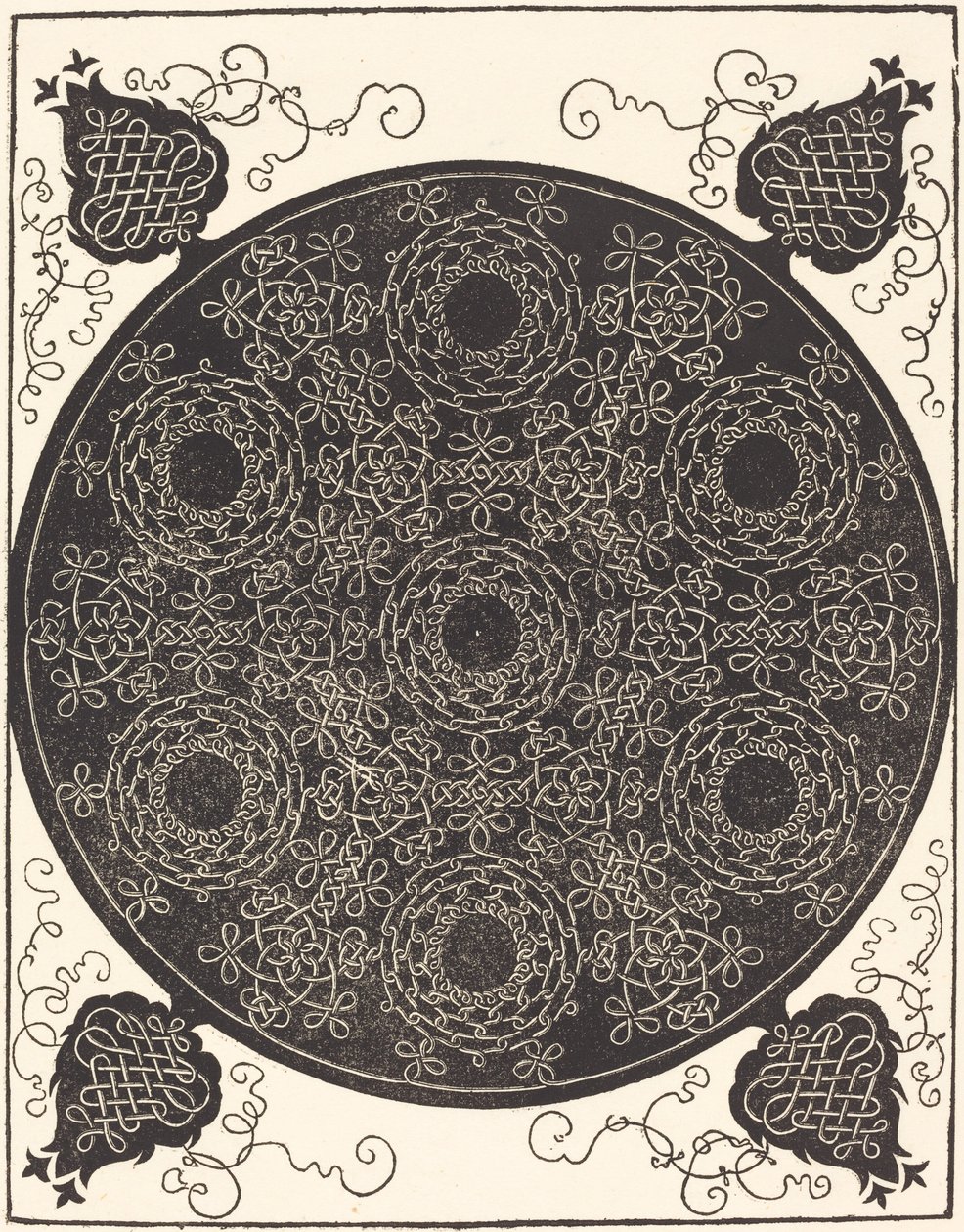 The Fourth Knot (combining seven circular groups of knots with black centers) by Albrecht Dürer