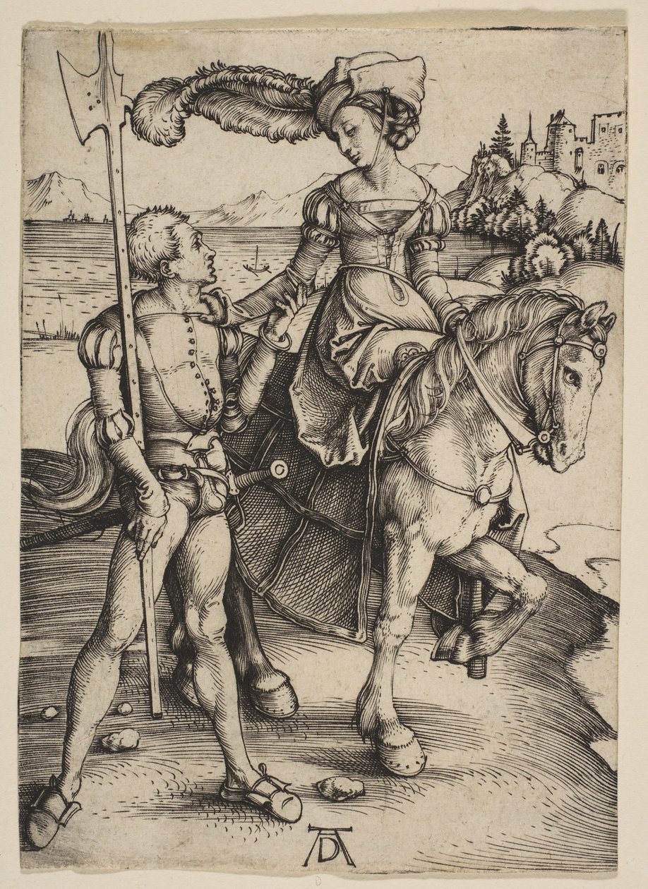 The Lady on Horseback and the Lansquenet by Albrecht Dürer