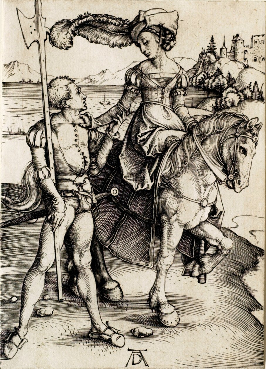 The Lady on Horseback with the Halberdier by Albrecht Dürer