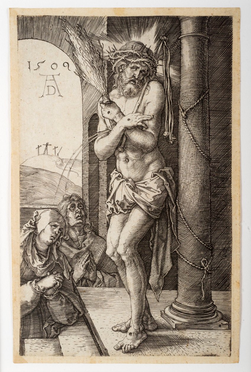 The Man of Sorrows by the Column with the Virgin and St. John from the Engraved Passion by Albrecht Dürer