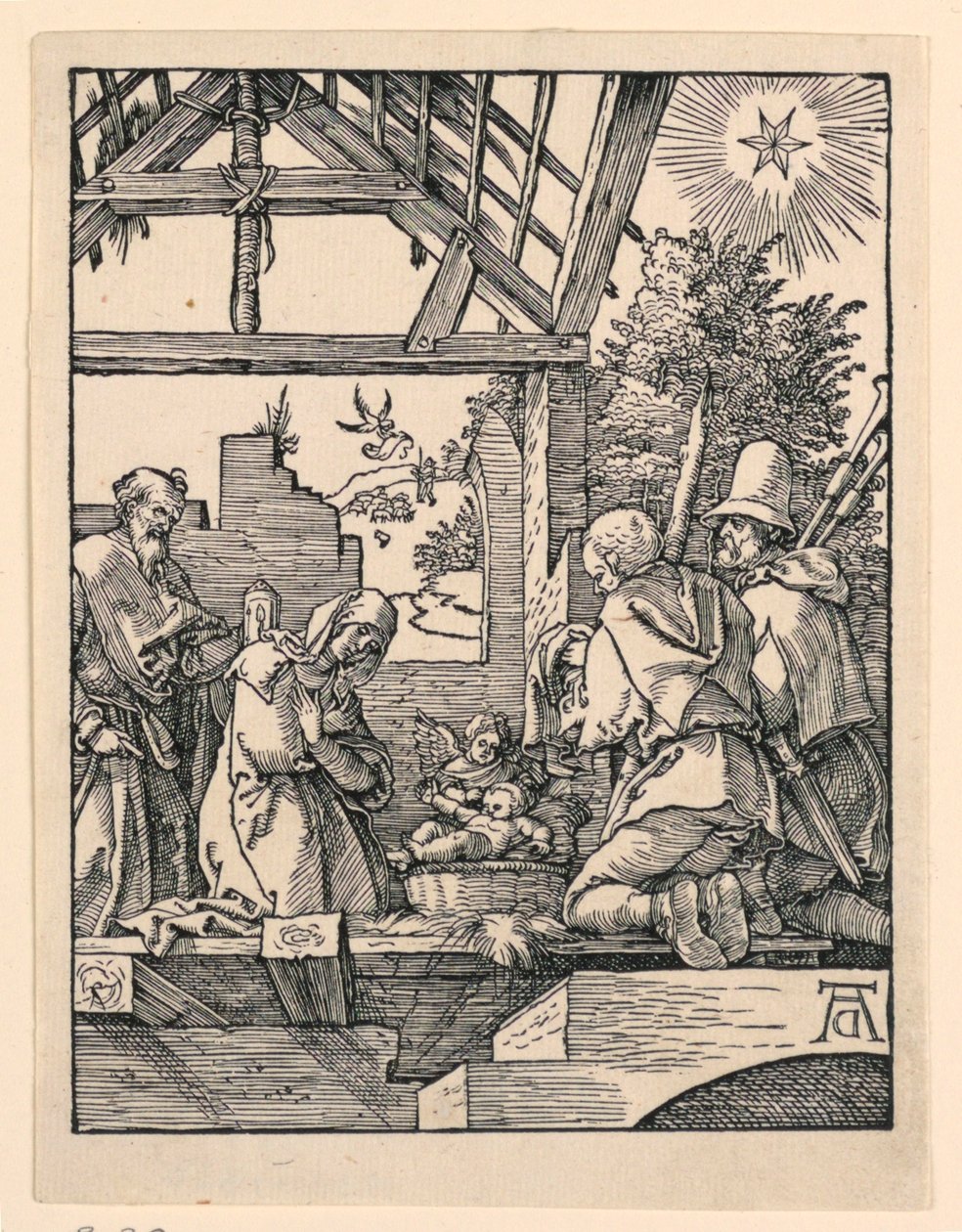 The Nativity (Adoration of the Shepherds) from The Little Passion Series by Albrecht Dürer