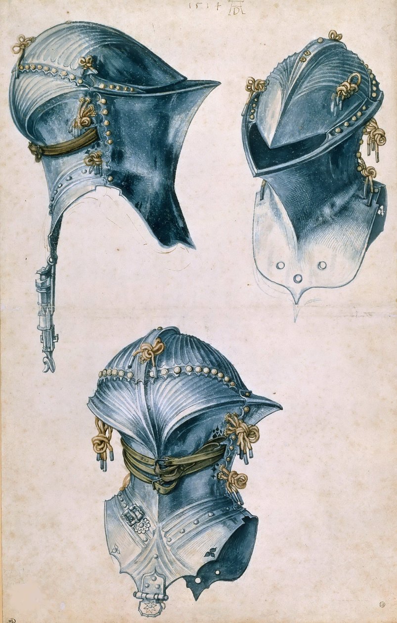 Three Views of a Jousting Helmet, c. 1500 by Albrecht Dürer