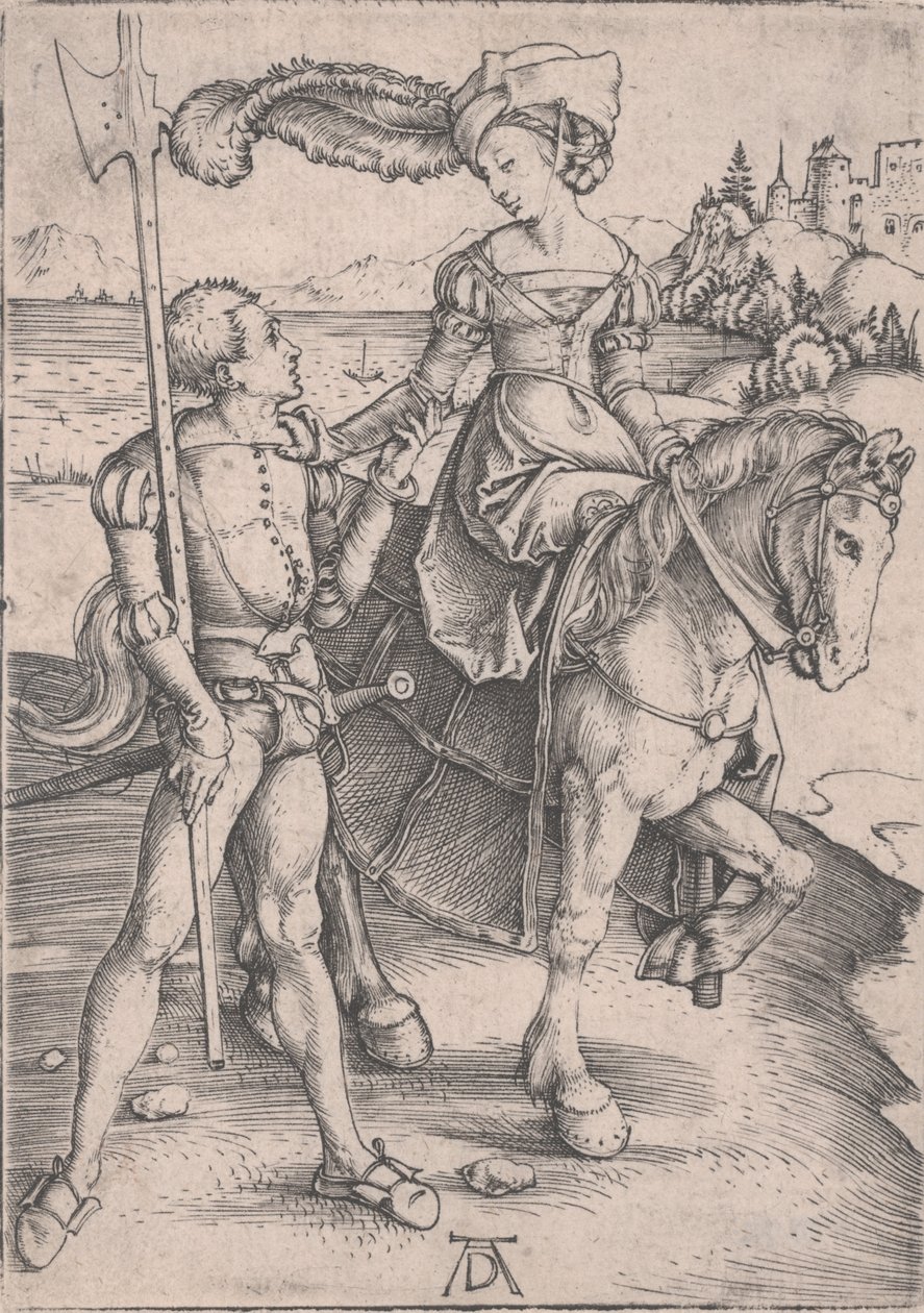 A Lady on Horseback and a Lansquenet by Albrecht Dürer