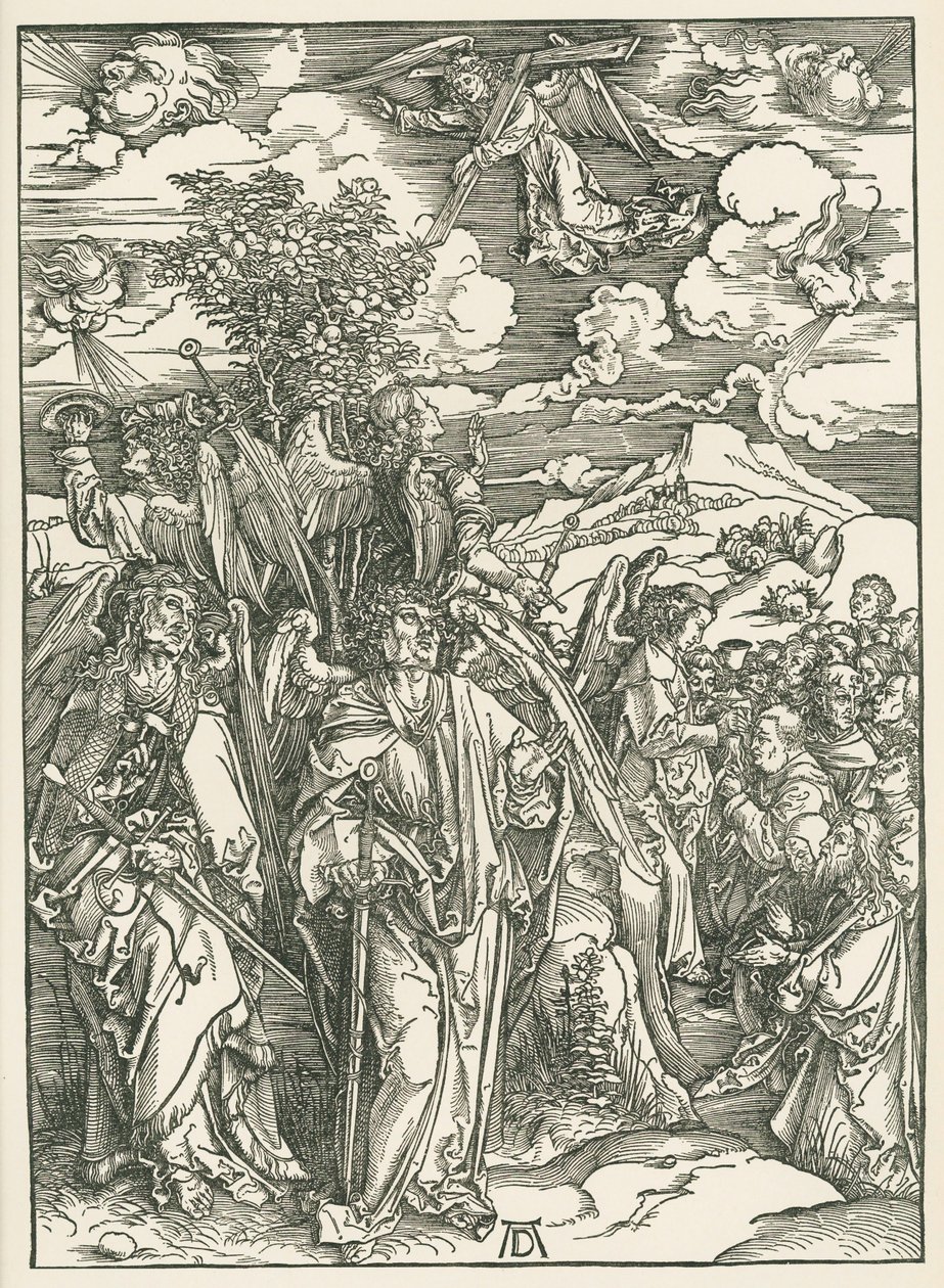 Four Angels staying the winds and the signing of the Chosen by Albrecht Dürer or Duerer