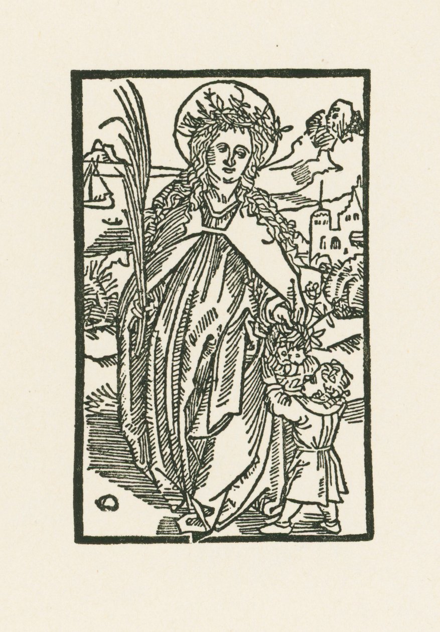 Saint Dorothea. Illustration to Hortulus Anime by Albrecht Dürer or Duerer