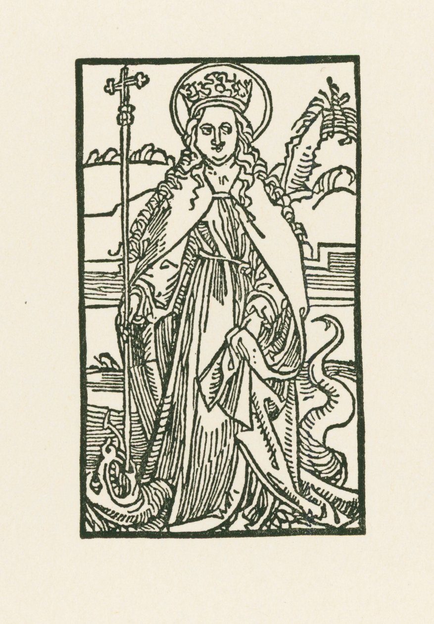 Saint Margaret. Illustration to Hortulus Anime by Albrecht Dürer or Duerer