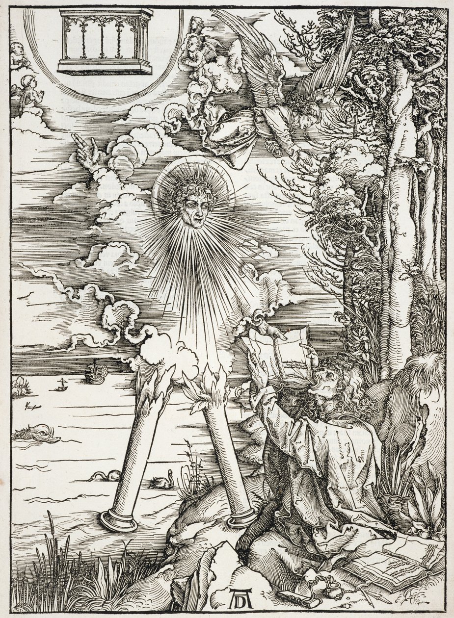 Scene from the Apocalypse, St. John Devouring the Book, Latin Edition by Albrecht Dürer