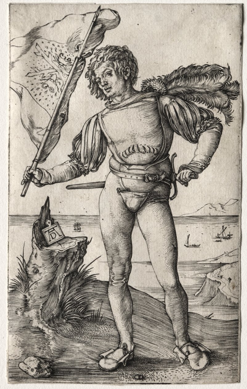 The Burgundian Standard Bearer, c. 1500 (engraving) by Albrecht Dürer or Duerer