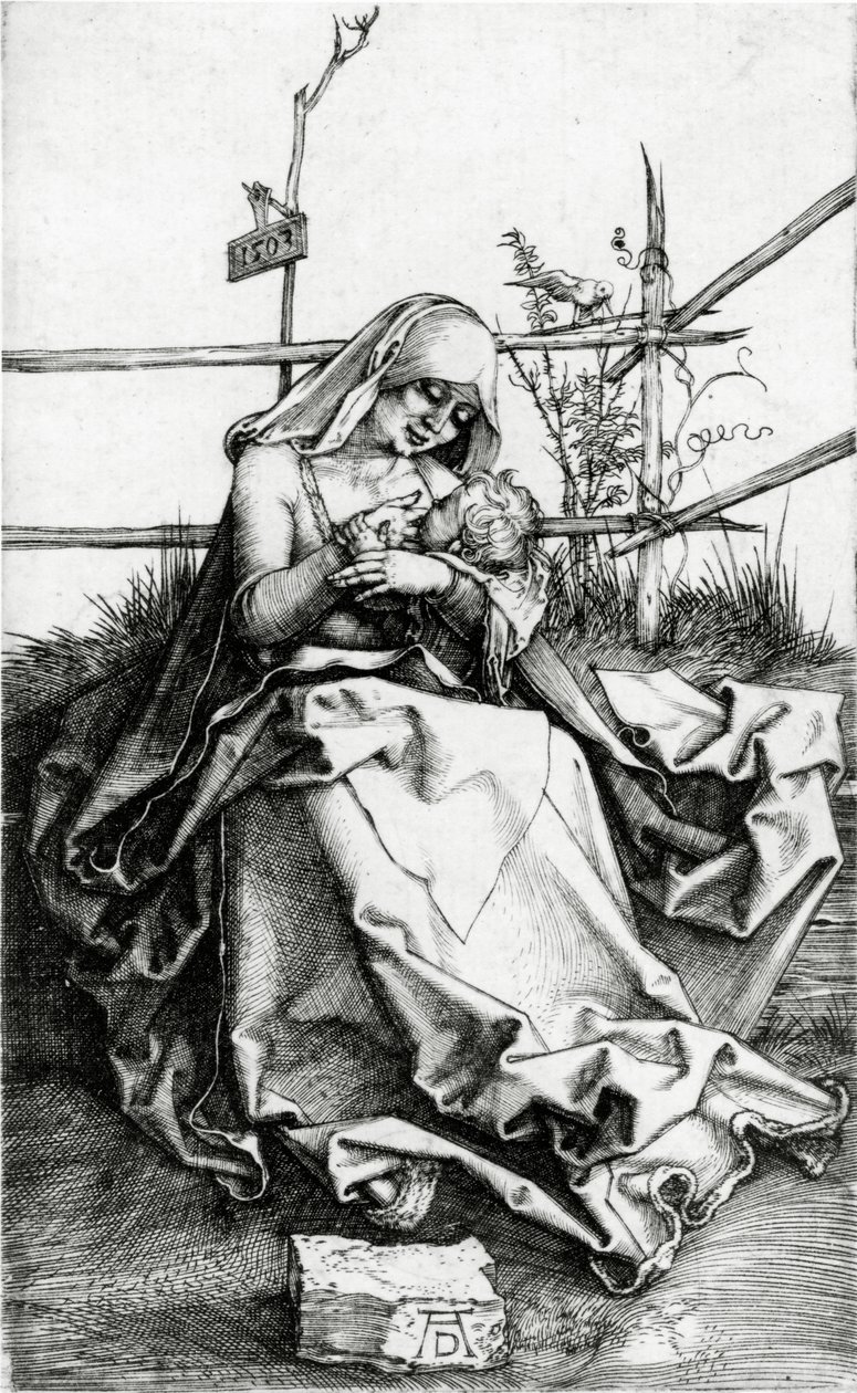 Virgin and Child Seated on a Grass Bench by Albrecht Dürer