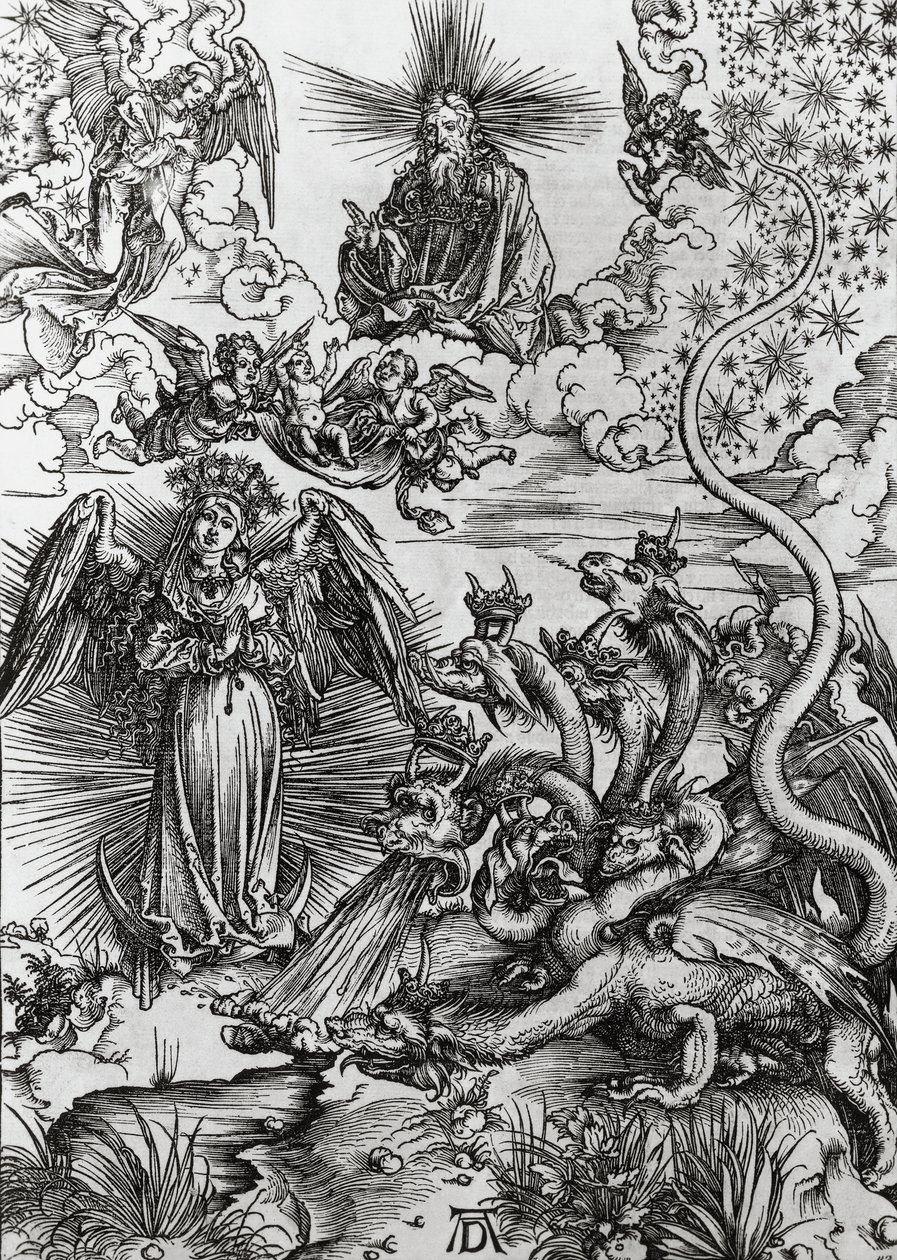 Woman of Apocalypse and Seven-Headed Dragon, Apocalypse by Albrecht Dürer