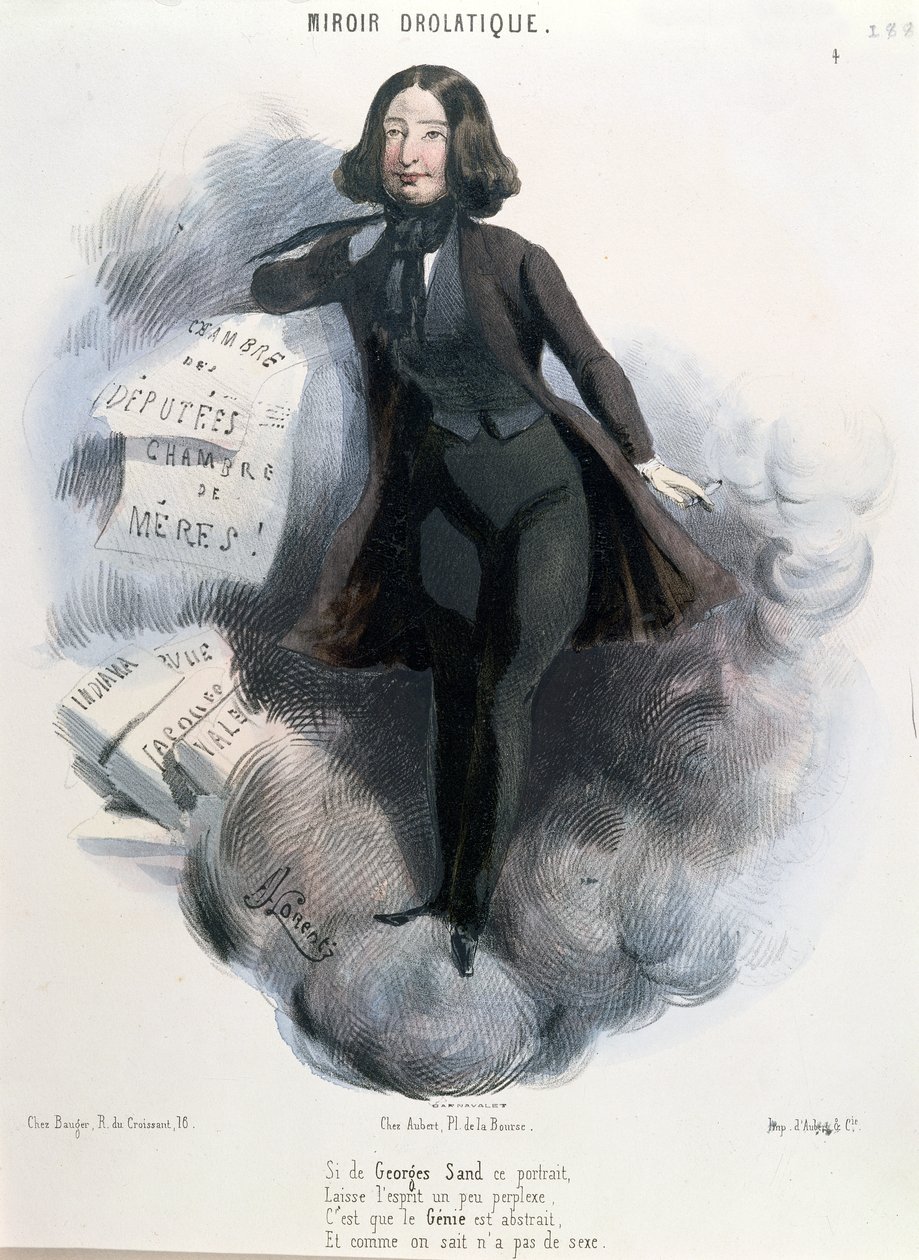 Caricature of George Sand, c.1848 by Alcide Joseph Lorentz