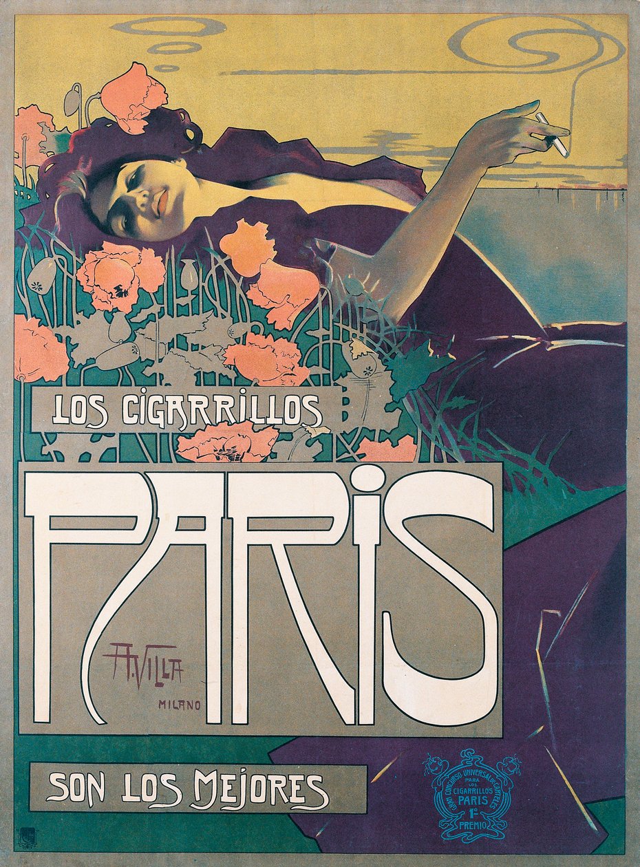 Cigarrillos Paris Poster by Aleardo Villa