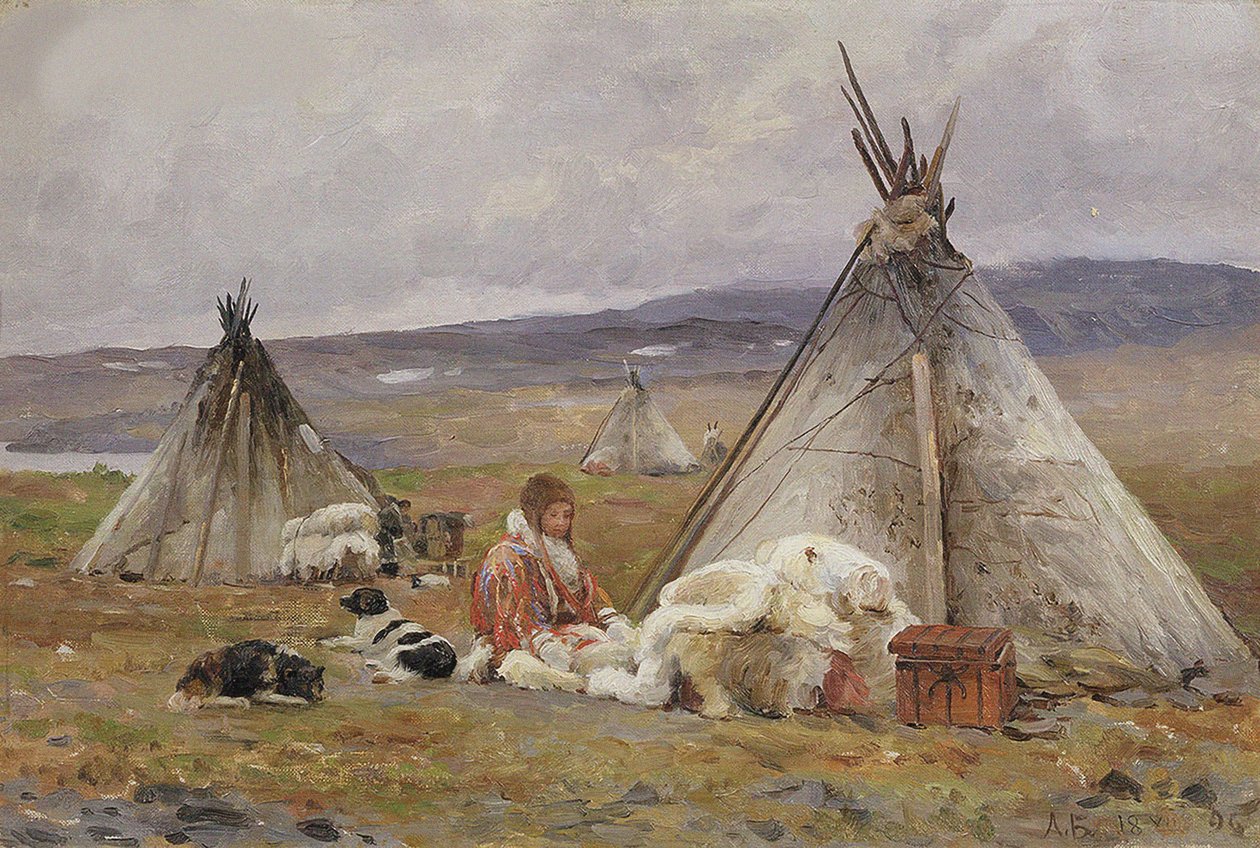 A Nenets Chum (a Nomadic Tent). Novaya Zemlya Island by Aleksandr Alekseevich Borisov