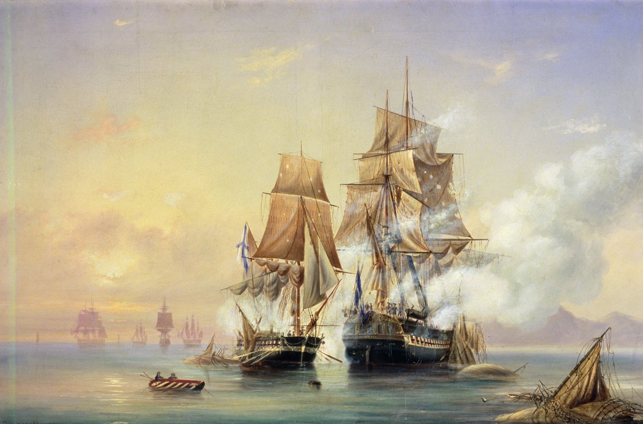 The Russian Cutter Mercury captures the Swedish frigate Venus on 21st May 1789, 1845 by Aleksei Petrovich Bogolyubov
