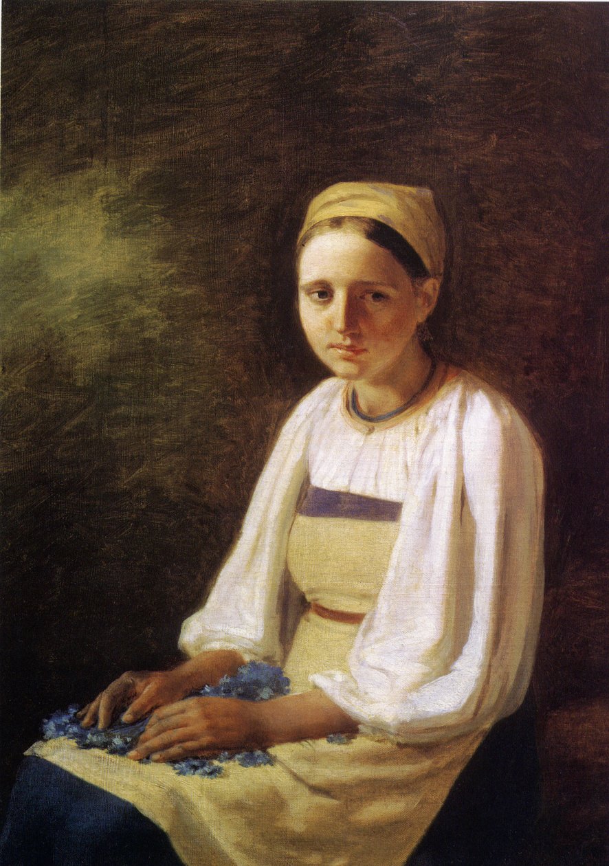 A Peasant Girl with Cornflowers by Aleksei Gavrilovich Venetsianov