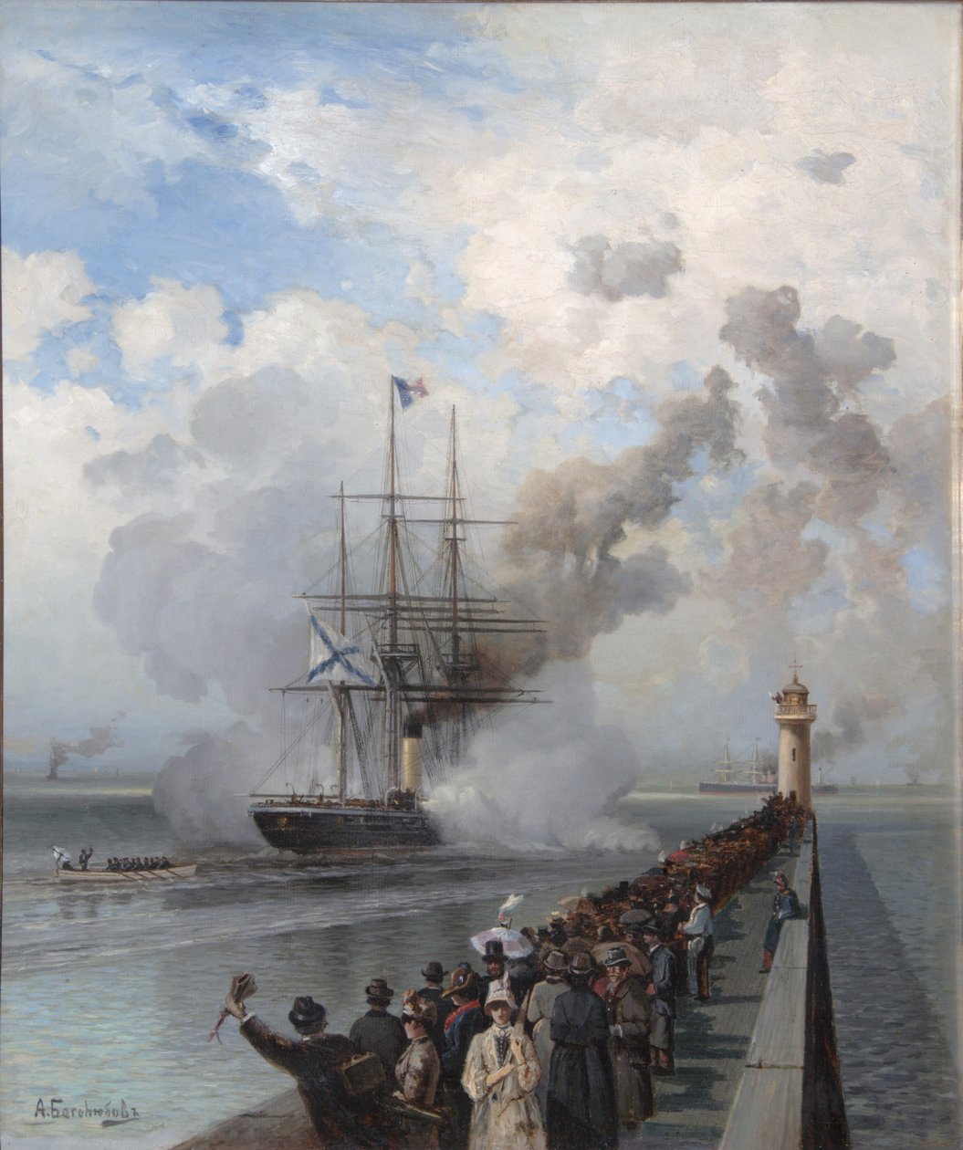 Russian Screw Clipper Razboynik, 1888 by Aleksei Petrovich Bogolyubov