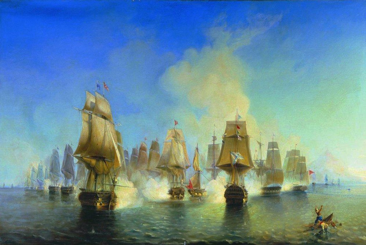 The Naval Battle of Athos by Aleksei Petrovich Bogolyubov