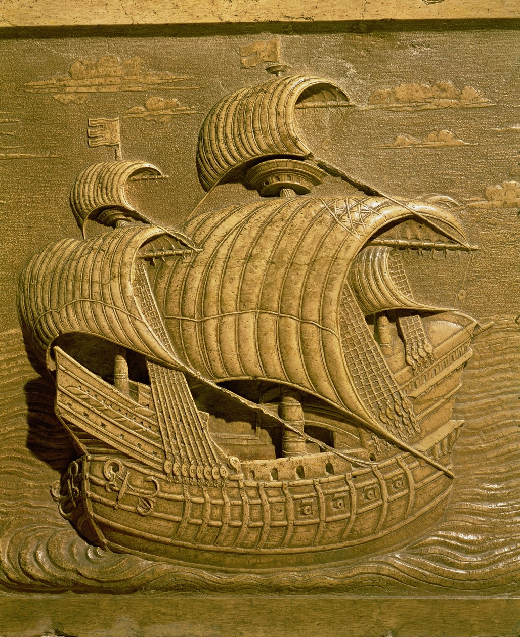 Relief depicting a Venetian galleon from the Tomb of Alessandro Contarini (d.1553) by Alessandro Vittoria