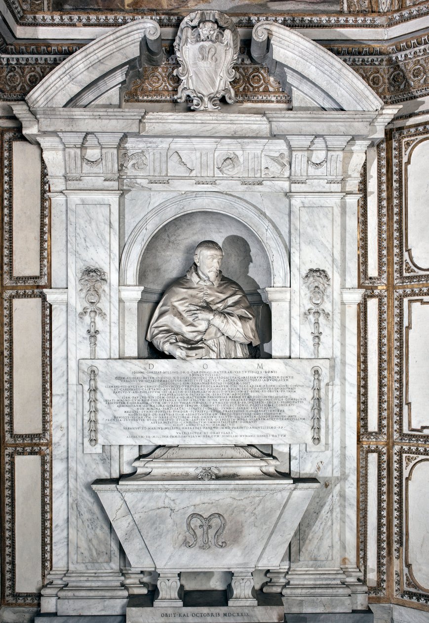 Funeral monument in tribute to Cardinal Giovanni Garcia Mellini with portrait in bust by Alessandro Algardi