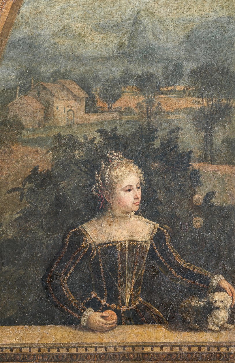 Portrait of a Noblewoman (detail of the Small Room of the Noble Ladies) by Alessandro Bonvicino Moretto