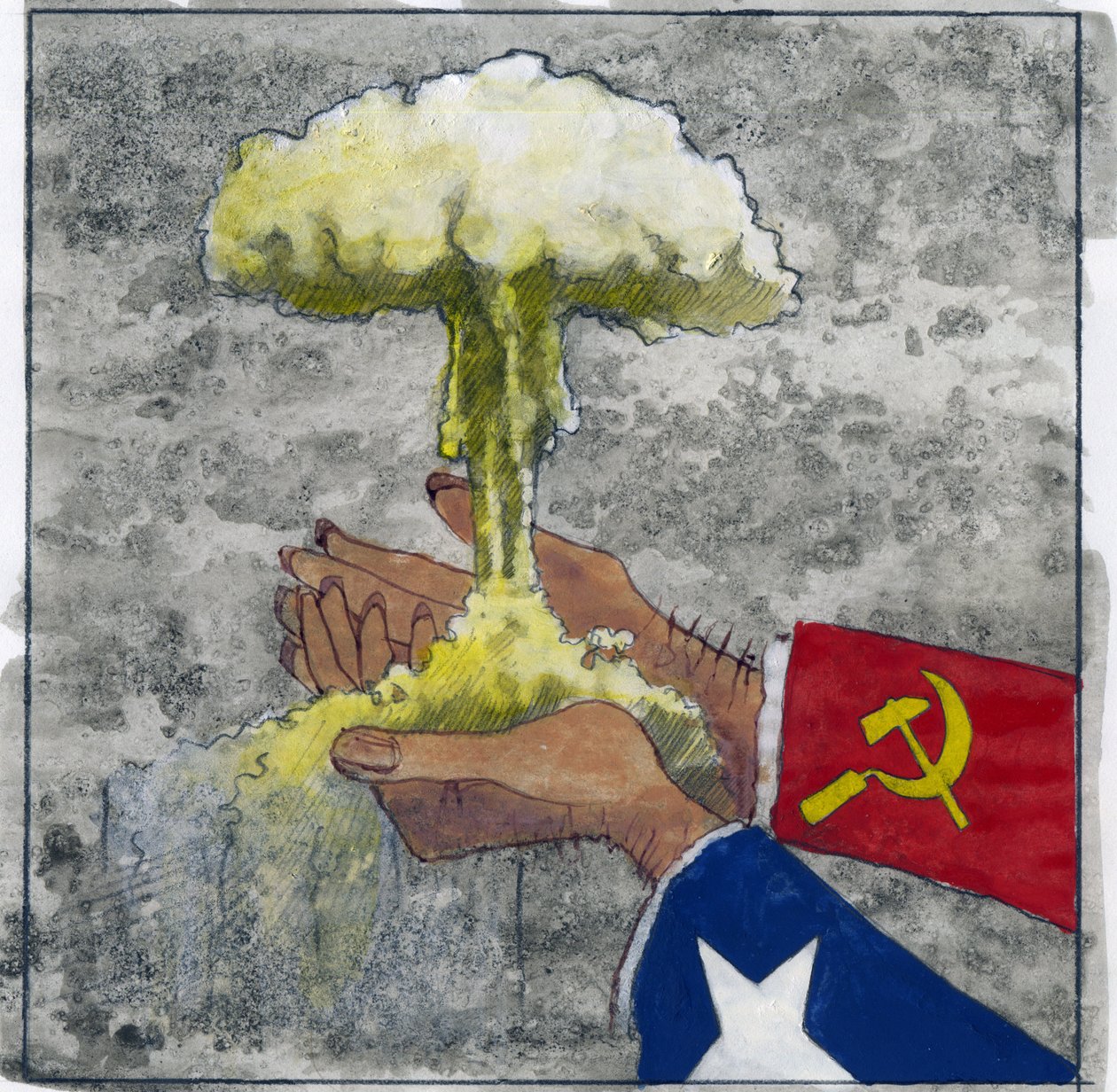 Allegorical representation of the Cold War as American and Soviet